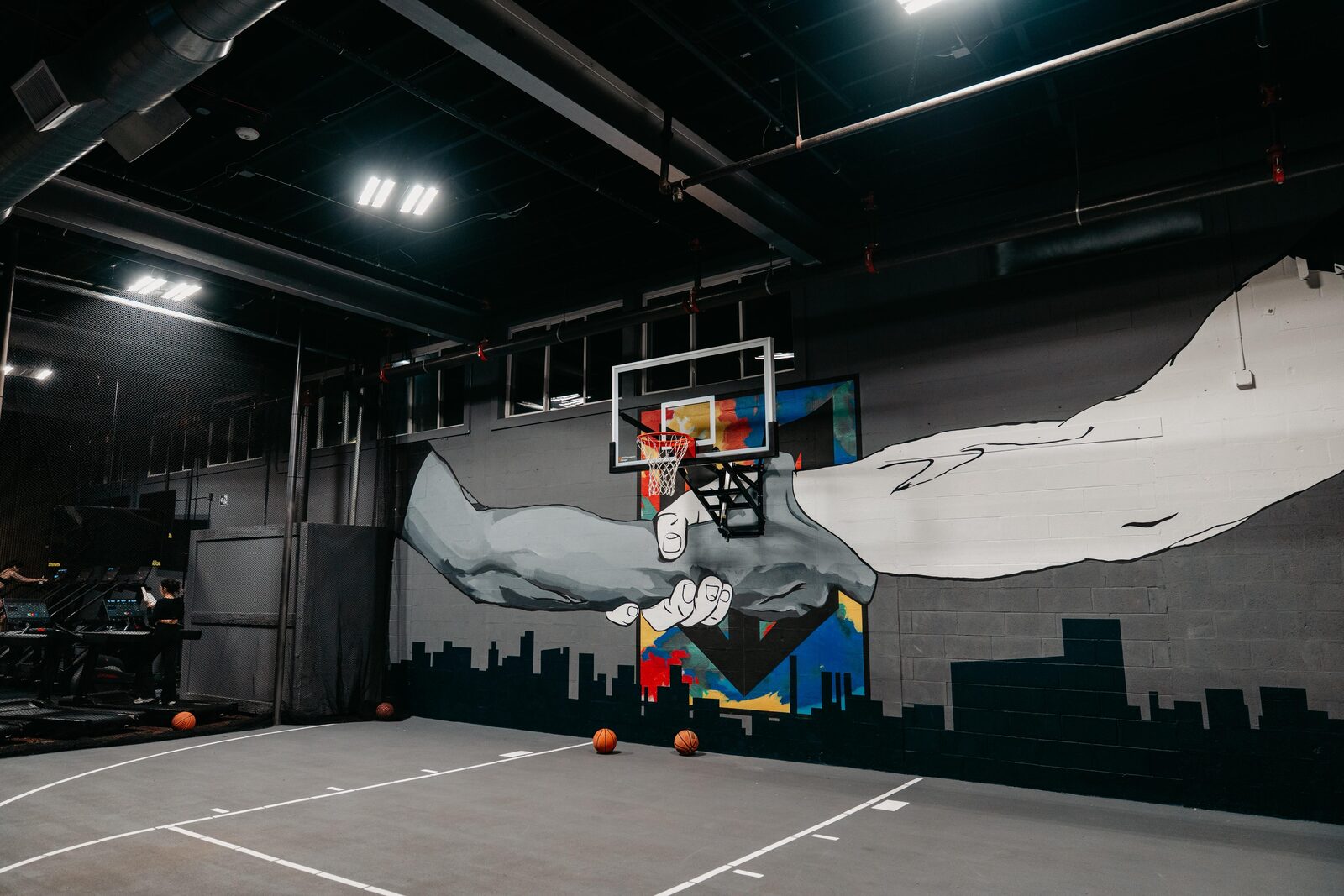 Indoor basketball court at The Workout Yard, Everett MA